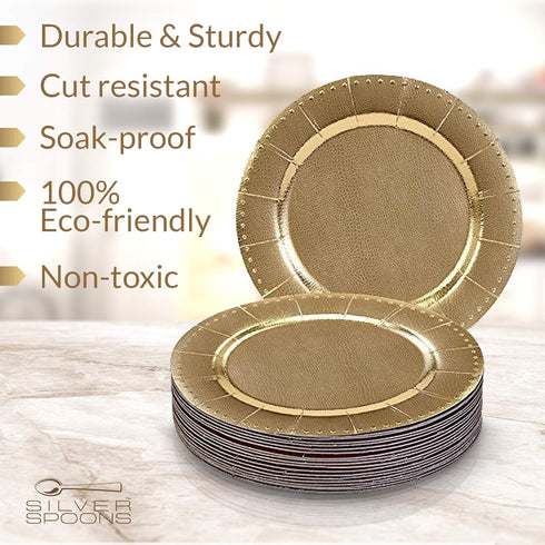 Elegant Disposable Charger Plates for Party, 13” (10 Piece), Perfect for Celebrations & Events, Gold