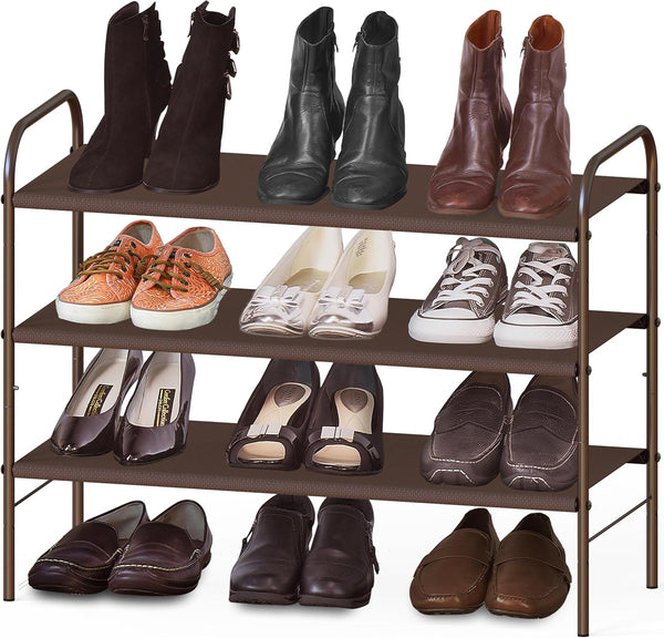 Simple Houseware 3-Tier Shoe Rack Storage Organizer, Bronze Space-Saving Shoe Shelf, Holds