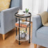 Small Round Side Table for Small Spaces - 3-Tier Modern Accent Table, Slim End Table for Living Room, Bedroom (Oak)
