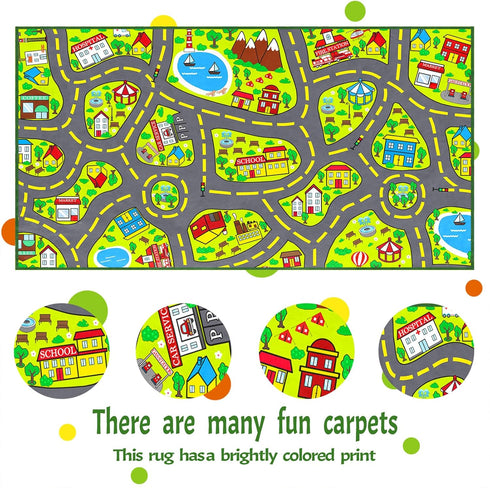 5x7 Car Rug Play Mat Feet, Car Road Rug for Kids City Road Map Carpet Educational Learning Play Carpet Kids Play Rugs