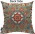 Mugod Traditional Ethnic Paisley Flower Throw Pillow Cover - Red Teal White Yellow Cotton Linen 18x18 Inch