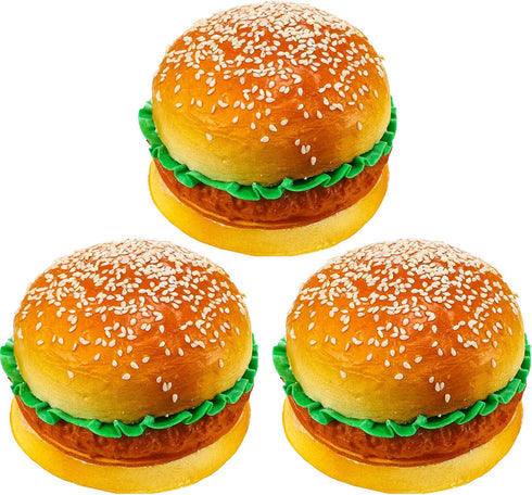 CroBlissful 3 Pcs Artificial Hamburgers Realistic Fake Food Bread Model Photography Prop