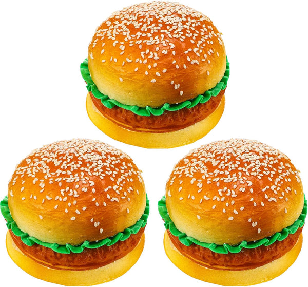 CroBlissful 3 Pcs Artificial Hamburgers Realistic Fake Food Bread Model Photography Prop