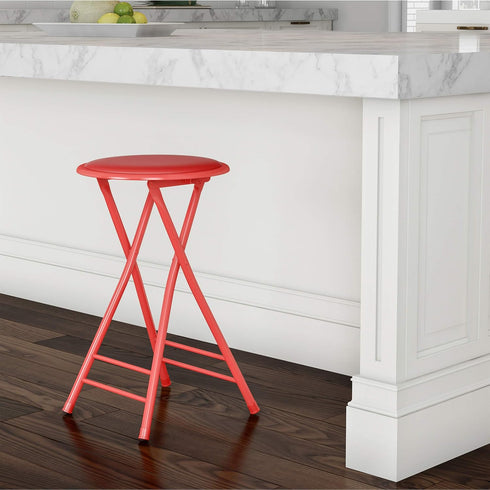 24-Inch 225lb Counter Lavish Home Folding Stool - Backless Stool with Capacity for Kitchen or Rec Room - Portable