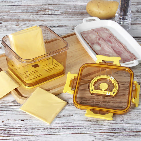 Tellshun Sliced Cheese Container with Airtight Lid for Mini Fridge BPA-Free Kitchen Plastic Storage Deli Cheese Slices