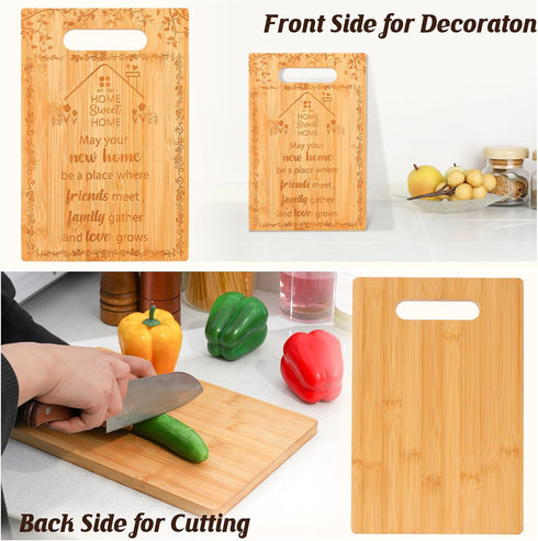 House Warming Gifts New Home 2024 Housewarming Gift For New House Owner,New Home Gift Idea Bamboo Cutting Board Set Gift for Women Men Kitchen,7"x11.8",Double-Sided Use