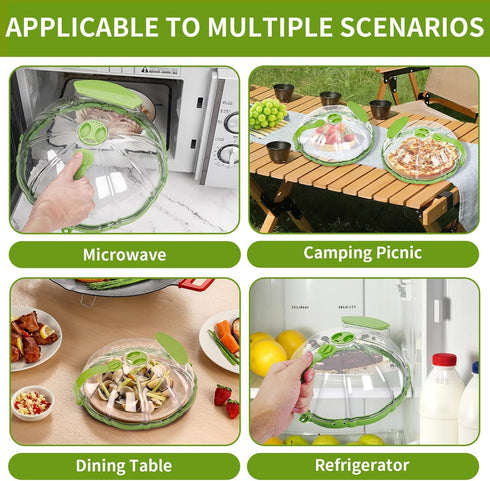Microwave Splatter Cover for Food Guard - 10 Inch Plate Covers with Water Steamer - Kitchen Essentials