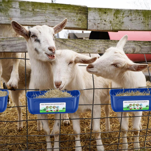 3 Pack Chicken Feeder Waterer, Duck Feeder Supplies, Hanging Fence Feed Trough with Clips for Goat, Sheeple, Piglet