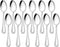 E-far Stainless Steel Teaspoons Set of 12, 6.7 Inch Pearled Edge Small Dessert Spoons for Home Kitchen