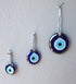 Platinum Plating Handmade Evil Eye Turkish Greek Glass Charm Decorative Ornament Set of Three (1.5"-2"-2.7")