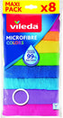 Vileda Microfibre Colors, Panni in Microfibra, Lavabili in Lavatrice, Riutilizzabili, Multicolore, 30x30 cm,