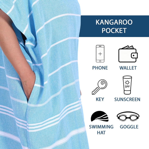 UHRMF 1pcs Cotton Turkish Towel Poncho Turkish Surf Poncho Changing Towels Wearable Beach Towel Hooded Swim Robe