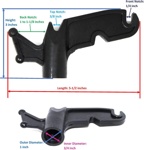 JSP Manufacturing Multi-Purpose Plastic Utility Hook, Screw On Pole Attachment for Hanging Lights and Ropes, Black