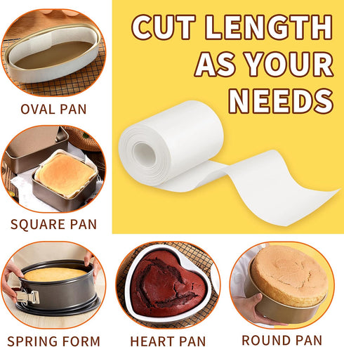 Baking Parchment Paper Side Liners for Round Cake Pans, Non Stick Pan Lining Paper 3.15in x 164ft, Pre-cut Heat