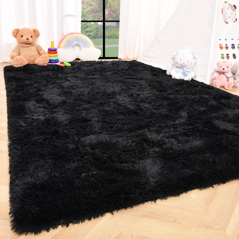 ISEAU Ultra Soft Fluffy Rug | 3 x 5 Feet Shaggy Area Rug for Bedroom, Living Room, Nursery, Black