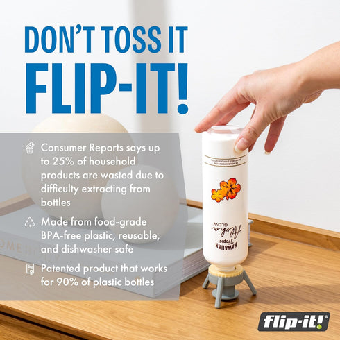 Flip-It! Bottle Emptying Kit – 6 Bottle Pack, Fits Most Plastic Bottles, Pastel Color Edition