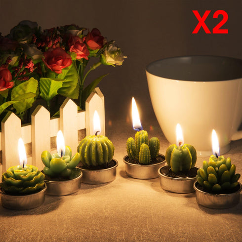 Handmade Succulent Cactus Candles for Birthday Party, Wedding, Spa Home Decoration (12 Packs-2)