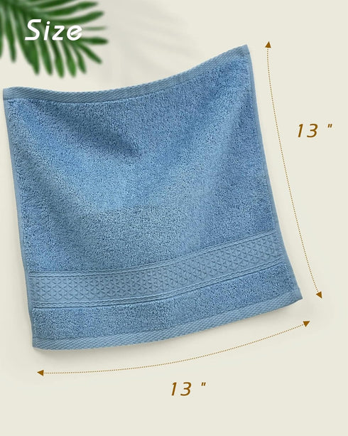 Cleanbear 6 Colors Pure Cotton Wash Cloths Set - Face Cloths 13 x 13 Inches (Light Blue, Jade Green, Light Green, Grey,