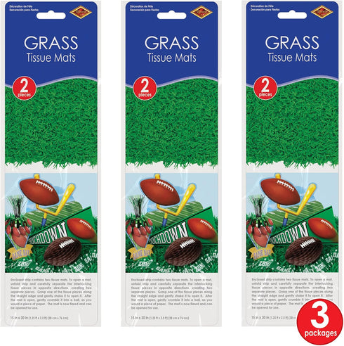 Beistle 6 Piece Green Tissue Paper, Artificial Grass Mat Squares for DIY Crafts Spring Summer Easter Party Decorations