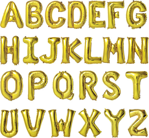 16 Inch Gold Letter Balloons, Mylar Foil Alphabet A-Z Balloons Set for Wedding Birthday Party Decoration