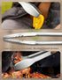 Wood-Handled Grill Tongs, 19.5"/50cm Extra Long BBQ Tongs, Heavy Duty Stainless Steel for Charcoal and Grilling.