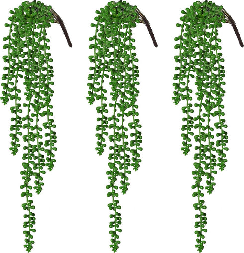 RECUTMS Artificial Succulents Hanging Plants 3pcs Fake Hanging Plants String of Pearls