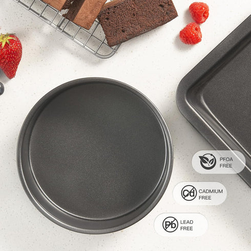 HONGBAKE 6 Inch Round Cake Pans for Baking, Small Layer Cake Pan Set with 120 Pieces Parchment Paper, Heavy Duty