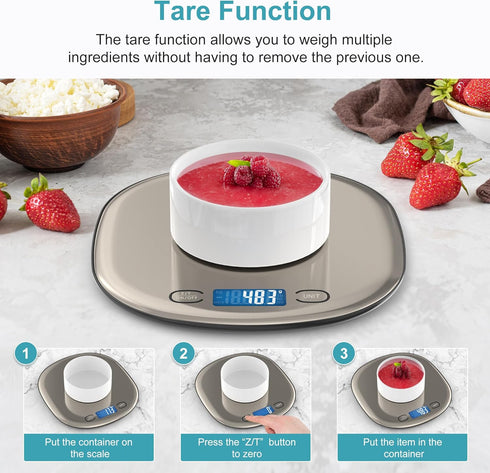 Ultrean Digital Kitchen Food Scale 33lb/15Kg for Cooking and Baking, 1g/0.1oz Precise Graduation, USB Rechargeable