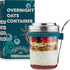 Overnight Oats Jar with Spoon & Stainless Steel Lid - 16oz Leakproof