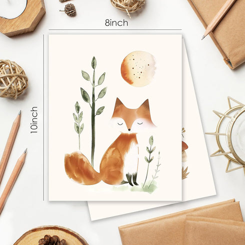 BESERH Set 3, 8x10 Inches Woodland Animals Nursery Decor, Wild Animals Forest nursery wall art Hedgehog Fox Hare
