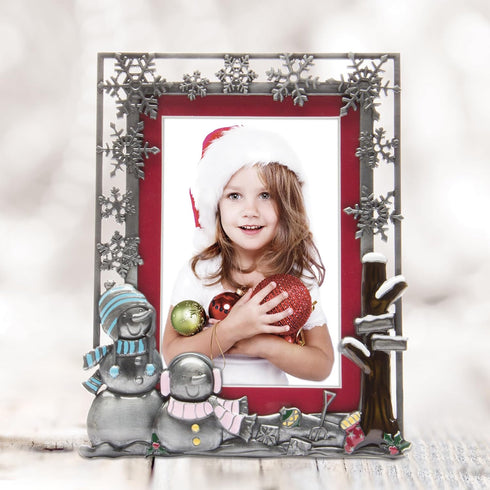 Neil Enterprises Inc. Pewter Winter Snowman Christmas Picture Frame