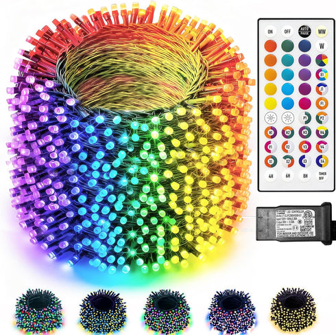 164FT Christmas Lights Outdoor, 35 Colors Changing 500 LED Easter String Lights