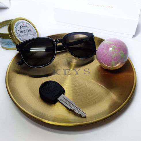 Key Bowl and Keychain Set - Decorative Bowl for Entryway Table, Jewelry Dish, Car Key Plate, Key Tray for Keys