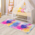 Pink Rainbow Tie Dyed Rug 2x6 ft, Plush High Pile Shag Carpet, Soft Runner for Bedroom Living Room Nursery Decor
