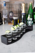 LEMONSODA Shot Glass Set with Wood Layered Base Tray - 6 Shot Glasses for Whiskey, Tequila, Rum, Vodka