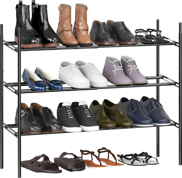 Simple Houseware 3-Tier Expandable Shoe Racks with Shelves for 12 Pairs of