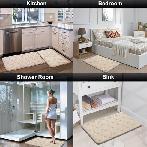 Colorxy Memory Foam Bathroom Rugs, Ultra Soft Non-Slip Bath Mat, Water Absorbent Machine Washable Bath Carpet Rug