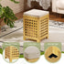 2-in-1 Bamboo End Table with Removable Cushion and Hidden Storage, Ottoman Side Table with Breathable Grid Design