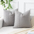 20x20, Set 2, Kevin Textile Grey and Beige Farmhouse Striped Patchwork Linen Decorative Throw Pillows Covers of Modern