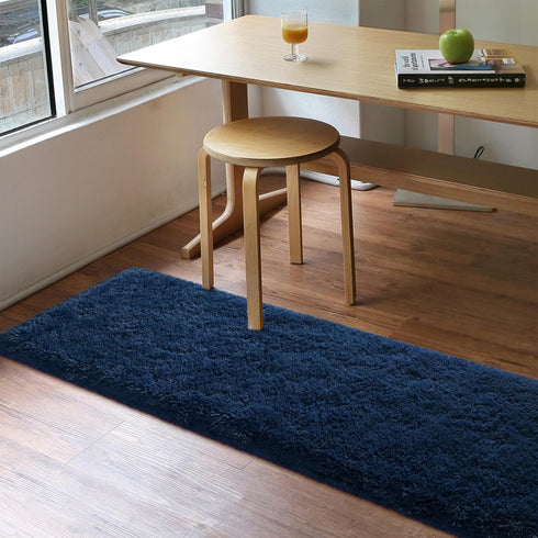 Soft Navy Blue Runner Rugs, 2x4 ft Plush Fluffy Carpets for Bedroom, Shag Furry Area Rug for Living Room Girls Kids Room