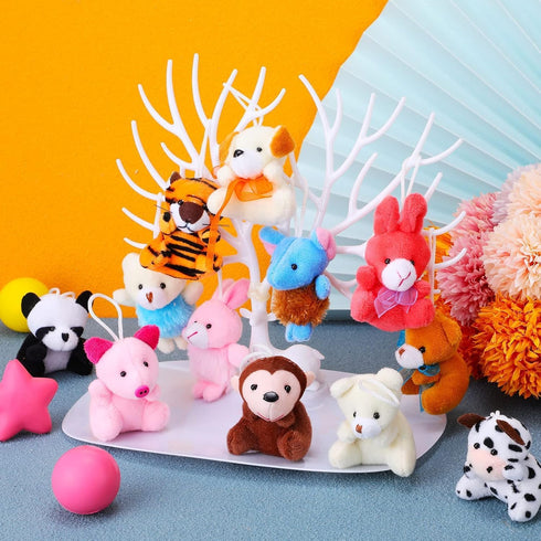 LMAZEPMQ Set,Cute (60pcs) Mini Plush Animal Toy Animals Keychain Decoration for Kids,Goodie Bag Fillers, Basket