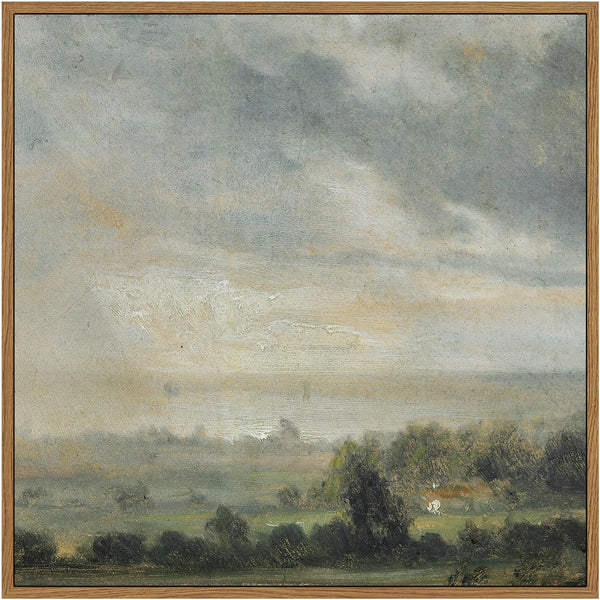 InSimSea Square Framed Canvas Wall Art, Sky Grassland Landscape Oil Painting for Living Room and Office Decor