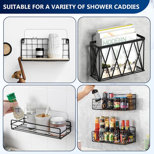 9-Pack Shower Caddy Adhesive Replacement, Transparent Adhesive Hooks Stickers, Strong Hook Strip for Shower Caddy