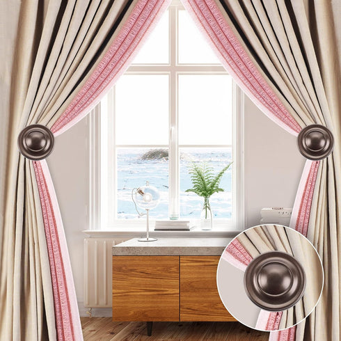 Deco Curtain Tieback Holdback Set of 2 - Spin Medallion Brown Oil Rubbed