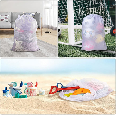 Polecasa Heavy Duty Diamond Mesh Laundry Bags with Drawstring Closure and ID Tag, Large Laundry Hamper Liner, Washable
