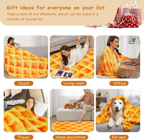 71 inchs Waffles Blanket, Tortilla Blanket for Adults and Kids, Funny Food Throw Blanket, Novelty Gifts for Everyone