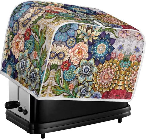 Bright Blossoms 2 Slice Toaster Covers, Dustproof & Machine Washable Fingerprint Protectors, Women Gift