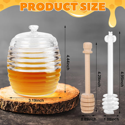 8 oz 2 Set, Loscarol Honey Jar with Dipper and Lid, Glass Honey Pot Dispenser with Dippers Sticks Honey Containers