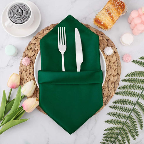 Aneco 12 Pieces Satin Napkin Square, 20 x 20 Inches Dinner Napkins for Romantic Weddings Party Dinner Decoration