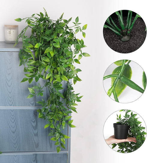 Whonline Fake Hanging Plants, Artificial Small Potted Plants for Indoor Outdoor Aesthetic Decor - 1 Pack